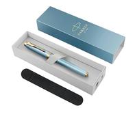 Parker IM Writing Rituals Stylo roller | Finition vert turquoise avec dégradé | Bordures dorées | Pointe fine | Encre noire | Coffret cadeau avec étui en velours