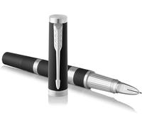 Parker Ingenuity Stylo en métal 5ème technologie de qualité supérieure - Caoutchouc noir et chrome - Encre noire - Boîte cadeau - S'adapte au style d'écriture manuscrite