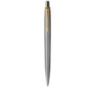 Parker Jotter 70TH ANNIVERSARY GT Stylo bille M Edition Speciale Finition Doree Corps Acier Inoxydable Motif Cisele (Grave au laser) Agrafe Doree Pointe Moyenne Encre Bleue Livre en coffret cadeau Aci