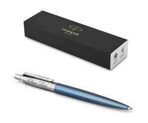 PARKER Jotter Core Recycled Stylo de qualité supérieure avec gravure - Mine bleue ou noire - Avec coffret cadeau - Cadeau personnalisé - Nom, anniversaire (Waterloo Blue C.C)
