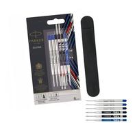 Parker Jotter Lot de 3 recharges pour stylo à bille Quinkflow + 3 recharges d'encre gel - Pointe moyenne - Compatible avec les stylos Parker - Pochette cadeau incluse