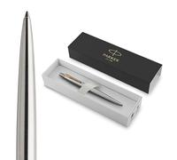 Parker Jotter stylo bille |acier inoxydable avec attributs or | pointe moyenne | Fourniture scolaire | encre bleue | coffret cadeau