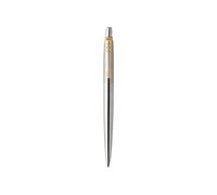 PARKER Jotter Stylo bille, acier, recharge bleue pointe moyenne, Coffret cadeau