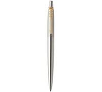 Parker – Stylo bille Jotter – Acier inoxydable, attributs dorés, pointe moyenne, encre bleue