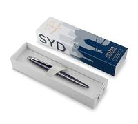 Parker Jotter Stylo bille | Édition spéciale | Sydney Bleu Finition chrome | Encre Bleue | Coffret cadeau