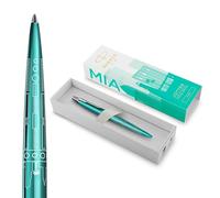 Parker Jotter Stylo bille | Édition spéciale | Turquoise Miami avec finition chrome | Pointe moyenne | Encre bleue | Coffret cadeau géométrique