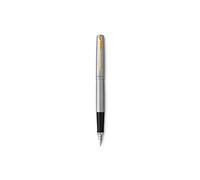 PARKER Jotter Stylo plume, acier, plume moyenne, encre bleue, Coffret cadeau