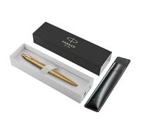 Parker Jotter XL Stylo à bille | Monochrome mat doré | Pointe moyenne | Encre bleue | Coffret cadeau et étui à stylo noir avec logo en relief