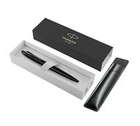 Parker Jotter XL Stylo à bille | Noir mat monochrome | Pointe moyenne | Encre bleue | Coffret cadeau et étui à stylo noir avec logo en relief