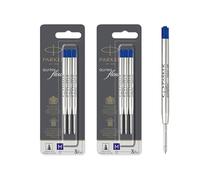 Parker Lot de 2 recharges pour stylo à bille, pointe moyenne, encre bleue QUINKflow