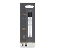 PARKER recharge Stylo Roller, pointe moyenne, noire, blister X 2