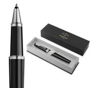 Parker Meridian Stylo roller | Laque noire mat avec garnitures chromées | Plume fine | Stylos pour l'écriture et Fournitures de papeterie | Encre noire | Boîte cadeau de luxe