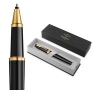 Parker Meridian Stylo roller | Laque noire mat avec garnitures dorées | Plume fine | Stylos pour l'écriture et Fournitures de papeterie | Encre noire | Boîte cadeau de luxe