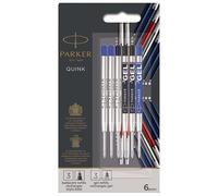 Parker Paquet de recharges Discovery pour stylo bille et gel : 3 recharges Quinkflow pour stylos à bille et 3 recharges Quink d’encre de gel lot de 6