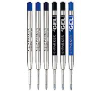 Parker Paquet de recharges Discovery pour stylo bille et gel : 3 recharges Quinkflow pour stylos à bille et 3 recharges Quink d’encre de gel lot de 6