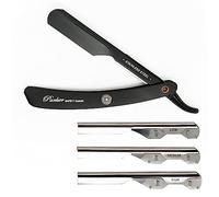 Parker PTABK Rasoir de barbier droit à manche noir réglable en acier inoxydable