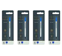 Parker Quink Recharge pour Stylo Roller Pointe Fine Bleu - Lot de 4