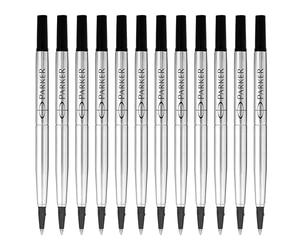 Parker recharge pour rollerball | pointe moyenne | encre noire QUINK | Lot de 12