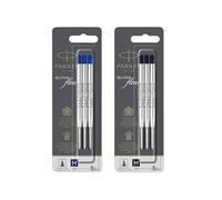 Parker Recharges pour stylo à bille | Pointe moyenne | Lot d'encre Quinkflow bleue et noire