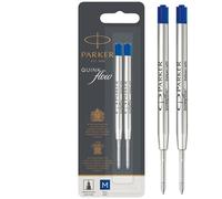 Parker recharge bille Quinkflow pointe moyenne bleue blister x2