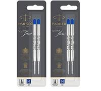 Parker recharges pour stylo bille | pointe moyenne | encre bleue QUINKflow | lot de 4