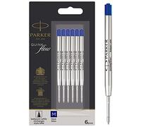 Parker recharges pour stylo bille | pointe moyenne | encre bleue QUINKflow | lot de 6