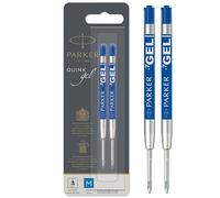 Parker recharges pour stylo gel | pointe moyenne (0,7 mm) | encre bleue QUINK | lot de 2