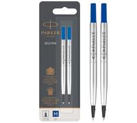 Parker recharges pour stylo roller | pointe moyenne | encre bleue QUINK | lot de 2