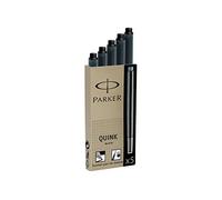 Parker (S0116200) Recharges d'Encre Quink Pour Stylo-Plume, Cartouches Longues, Encre Noir, Lot de 5