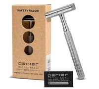 Parker Safety Razor, Model 78R 3-Piece Closed Comb Safety Razor with 5 Parker Platinum Blades Included (High Luster Chrome)