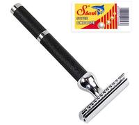 Parker Safety Razor Modèle 71R, Deluxe Noir Texutured poignée de sécurité de rasoir et 5 lames