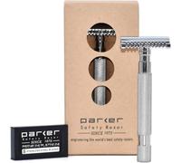 Parker Safety Razor Parker 68S Poignée en acier inoxydable Lames de rasoir de sécurité à double tranchant et 5 lames à double tranchant