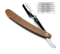Parker Safety Razor Parker bois Poignée professionnelle Barber rasoir droit et 5 lames - Nouveau pour 2019 Noyer