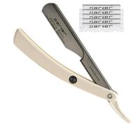 Parker Safety Razor Parker Ptw "Lame à Pousser" Bord Droit Barbere rasoir avec bras de lame en acier inoxydable et 5 Parker Lames inoxydable Noir