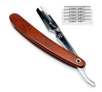 Parker Safety Razor Parker Rosewod manche en bois professionnel Barber rasoir droit et 5 lames - Nouveau pour 2019 bois de rose