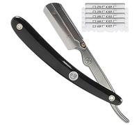 Parker Safety Razor Parker Srb Straight Edge Barber rasoir et 5 Shark Blades inoxydable Noir