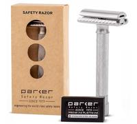 Parker Safety Razor Parker Variant de sécurité réglable Double Edge rasoir et 5 disques haut de gamme - satin Chrome