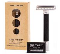Parker Safety Razor Parker Variant de sécurité réglable Double Edge rasoir et 5 disques haut de gamme - (Métallisé) Graphite