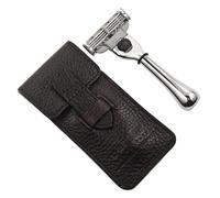 Parker Safety Razor S Chrome poignée Voyage rasoir (Accepte Mach 3 et Gillette3 Blades) - Housse en cuir véritable inclus