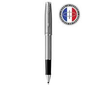 PARKER Sonnet Essentiel Stylo roller, Acier, attributs chromés, Recharge noire pointe fine, livré en écrin