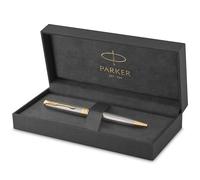 Parker Sonnet stylo bille luxe | acier inoxydable avec attributs or | pointe moyenne | Fourniture scolaire | encre noir | coffret cadeau