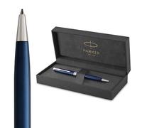 Parker Stylo bille Sonnet – Bleu raffiné, palladium, pointe moyenne – Coffret cadeau