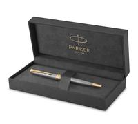 Parker Stylo bille Sonnet – argent ciselé, attributs dorés, pointe moyenne, encre noire, coffret