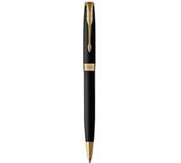 Parker Stylo bille Sonnet – laque noir mat, attributs dorés, pointe moyenne, coffret cadeau