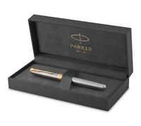 Parker – Stylo plume Sonnet – Acier inoxydable, attributs dorés, plume fine, coffret cadeau