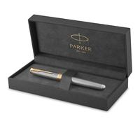 Parker Sonnet stylo plume | argent ciselé avec attributs or | plume fine or 18k | coffret cadeau