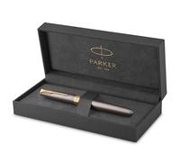 Parker Sonnet Stylo Plume | Laque Grise avec Finitions Or | Plume Moyenne en Acier Inoxydable avec Revêtement Or | Cartouche d'Encre Noire | Coffret Cadeau | Cadeaux de Fin d'Études Parfaits