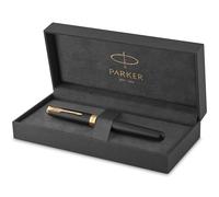 Parker Sonnet stylo plume | laque noir mat avec attributs or | plume fine | coffret cadeau