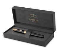 Parker – Stylo plume Sonnet, laque noire, attributs or, plume moyenne, coffret cadeau