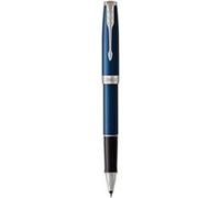 PARKER Sonnet Stylo roller, Bleu satiné, Recharge noire pointe fine, Coffret cadeau Bleu G